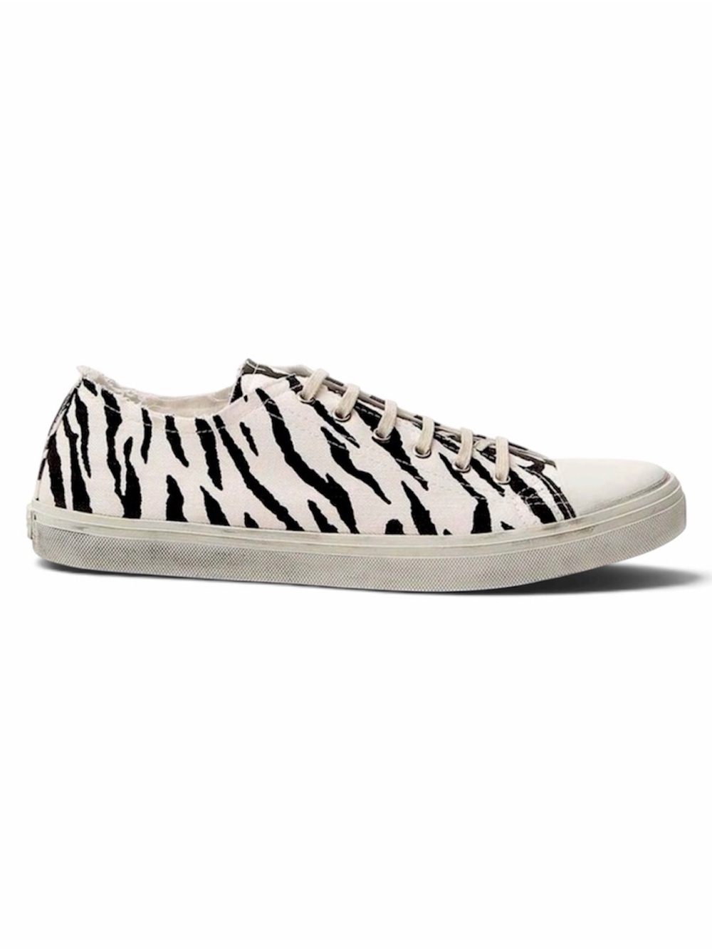 Saint Laurent YSL Zebra Print Canvas Sneakers Black White Size 35 US 5